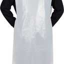 Disposable White Plastic Aprons, 46 inches x 28 inches Waterproof Polyethylene for Cooking Painting Arts n' Crafts