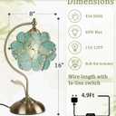 Tiffany Style Flower Table Lamp, Vintage Cherry Blossom Stained Glass Lamp with Brass Base for Bedroom Bedside Home Decor, Vintage Mint (Blue-Green)