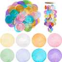 PH PandaHall 2 Inch Round Shells Pieces, 80pcs 8 Colors Round Slice Capiz Shell Discs Sea Shells Coin Bead Connector with 1.5mm Double Hole for Wind Chimes Curtain Lamp Shade Craft Jewelry Making