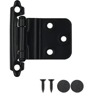 JQK 3/8 Inch Inset Cabinet Door Hinges Black, 30 Pack 15 Pairs Flush Face Mount Cupboard Self-Closing Kitchen Cabinet Hardware Hinges with Door Bumper, CH201-BK-P30