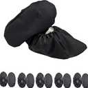 Waterproof Anti slip Washable Reusable Boots Cover Indoor Shoe covers (Large, Black)