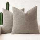 MIULEE 24x24 Inch Decorative Pillow Covers for Couch Bed Set of 2 Textured Boucle Neutral Throw Pillows Light Taupe Accent Solid Euro Cushion Pillowcase Cozy Soft Chair Sofa Livingroom Home Decor