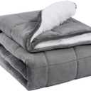 Uttermara Weighted Blanket Twin 15 Pounds for Adults 48x72 inches, Soft Plush Fleece & Cozy Warm Sherpa Weighted Blankets Great for Sleep & Calming, Twin Size Heavy Blanket for Couch Bed, Grey, 48" x 72" 15lbs