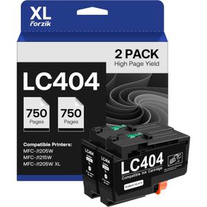 Forzik LC404 LC404BK Ink Cartridges Replacement Compatible for Brother LC404XL LC-404 for MFC-J1205W MFC-J1215W MFC-J1205W XL Printer (2 Pack, Black)