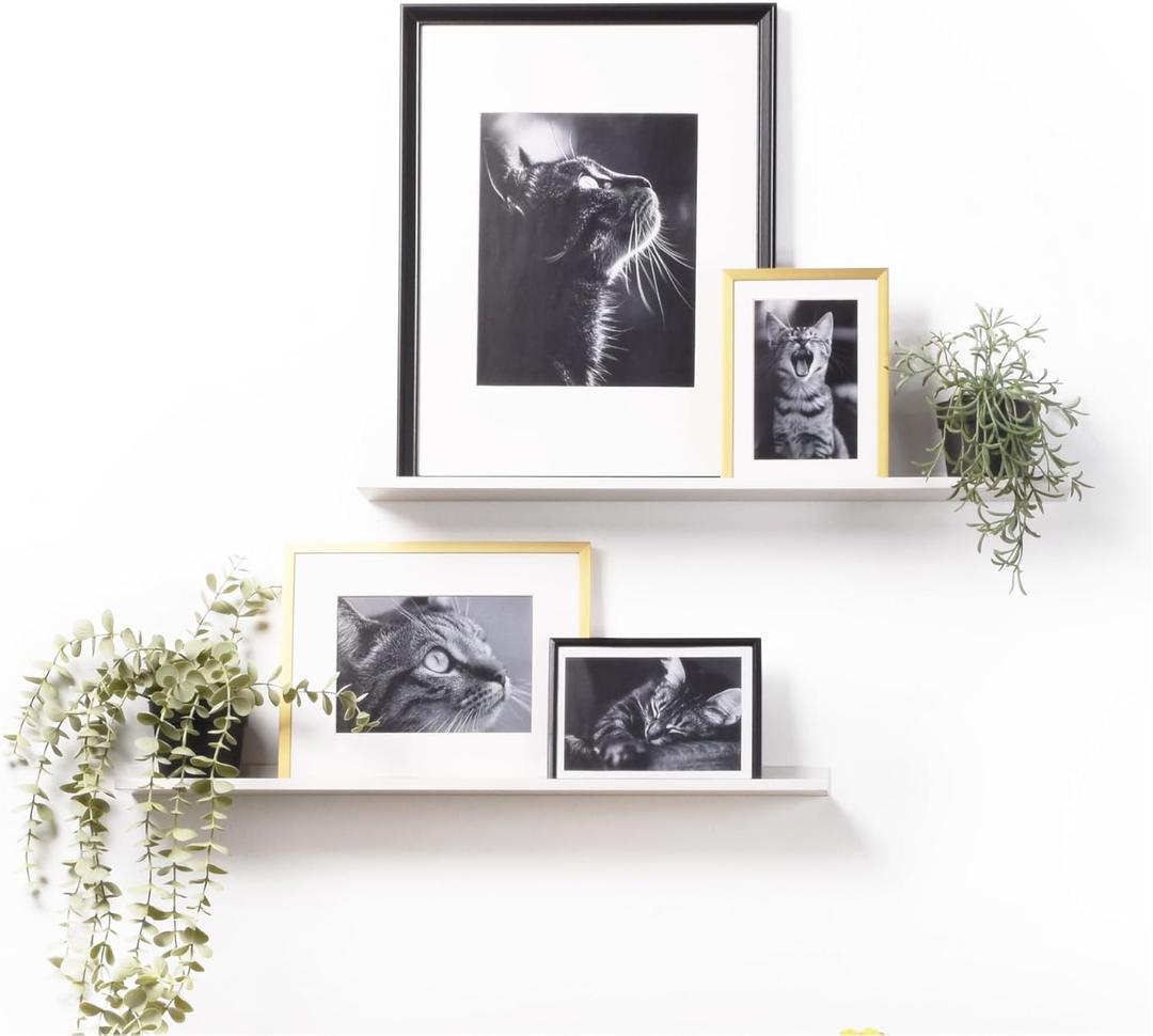 Metal Picture Ledge, Wall Mounted Floating Shelf - 24" White (Set of 2) (24" - Set of 2)