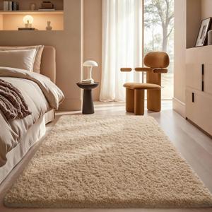 Ophanie Beige Rugs for Bedroom Living Room, Fluffy Fuzzy Furry Carpet, Plush Soft Shaggy Bedside Indoor Floor 4x6 Area Rug for Kids Girls Boys Baby Teen Dorm Nursery Home Decor Aesthetic