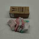 ANTSANG Baby Girls Toddlers Grips Socks Kids Non Slip/Anti Skid Unicorn Striped Crew Cotton Gift Socks (5-8 Years, Pink Green)