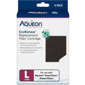 Aqueon Genuine EcoRenew Filter Cartridges, for Freshwater and Saltwater Aquariums, Large, 6-Pack