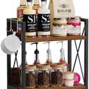 Snughome Coffee Bar Organizer,Kitchen Counter Shelf for Countertop,Wood Kitchen Countertop Organizer,2 Tier Coffee Organizer Station (Rustic Brown, Medium)