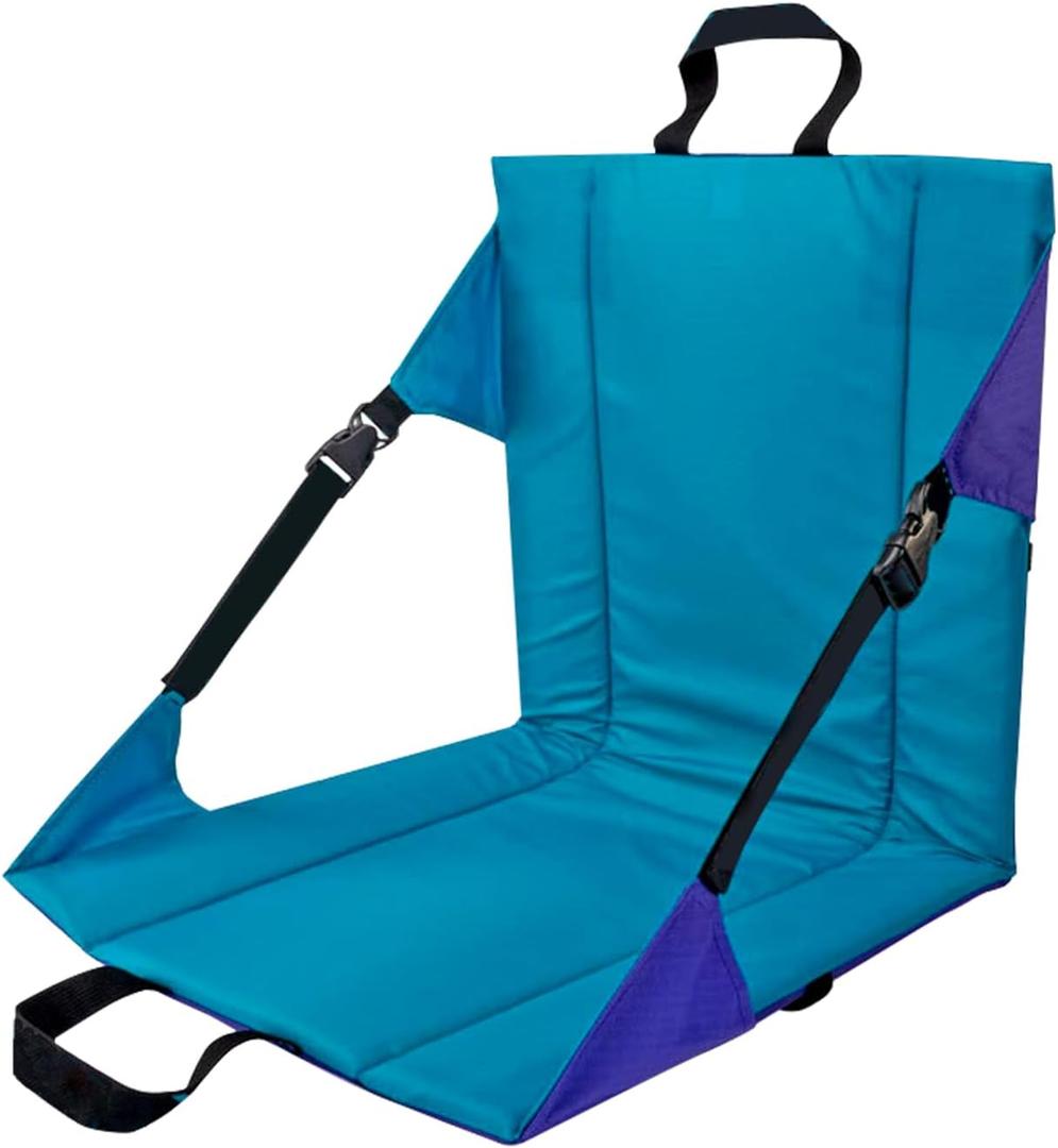 Folding Stadium Seat Cushion with Backrest, Portable Bleacher Pad for Camping, Fishing,15.8'' x 16.5'',Lightweight Chair with Backrest for Outdoor Sports and Concerts(Blue and Purple)