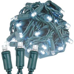 Novelty Lights 50ft 100 LED Pure White Christmas Lights Outdoor/Indoor, 6" Spacing, Green Wire String Lights for Festive Xmas Lighting, IP55, UL Listed, Dimmable, Connectable