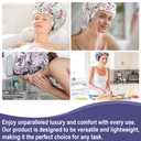 Luxury Reusable Extra Large Shower Cap for Women Double Layered Shower Caps for Long Hair with Adjustable Elastic Strap, Leakproof Nonslip Large Satin Lined Shower Bath Cap for All Hair Lengths