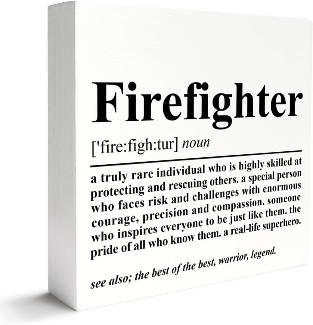 Firefighter Gift for Men Women, Appreciation Thank You Gift for Firefighter, Fireman Christmas Birthday Graduation Retirement Gifts, Firefighter, Wooden Box Sign