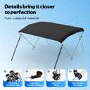 Bimini Tops for Boats, 3 Bow/4 Bow Bimini Tops, 900D Marine Grade Canvas Boat Canopy with Aluminum Alloy Frame, Waterproof UV-Resistant, Includes 4 Straps 2 Rear Support Poles