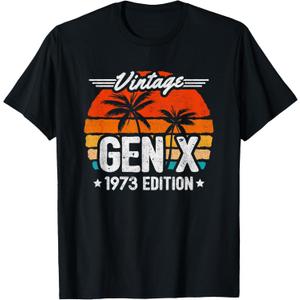 Gen X 1973 - Generation X 1973 Birthday - Gen X Vintage 1973 T-Shirt, L, Black
