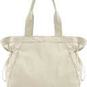 ODODOS 18L Side-Cinch Shopper Bags Lightweight Shoulder Bag Tote Handbag for Shopping Workout Beach Travel, Ivory