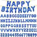 [85 PCS] 16" Foil Personalized Name Happy Birthday Balloons Letters, Mylar Aluminum Custom Name and Age Letter Balloons, 2 Sets A- Z & 0-9 for Birthday Party Graduation Wedding Holiday Event (Blue)