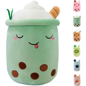 MDXMY Plush Stuffed Bubble Tea Plush Pillow Soft Cute Pearl Milk Tea Hug Toy(Green Cream, 19.6 inches)