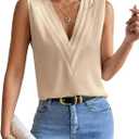 Womens Tank Tops, V Neck Tank Tops for Women Casual Summer, Loose Flowy Tank Tops for Women, Plus Size Sleeveless T-Shirts Blouse Apricot, Size: M