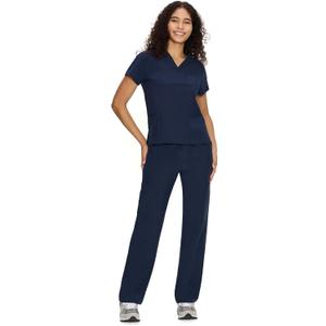 COZYFIT Scrubs for Women Set Medical Uniform - V-Neck Top & Straight Leg Pants with 9 Pockets, Unisex Workwear COZY SCRUBS (Blue, L)