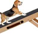 Wooden Foldable Dog Ramp Portable Pet Ramp, Car Ramp with Built-in Handle for Travel, 4 Adjustable Heights 9.8" to 18.1" for Small Dogs