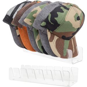 Stand for Baseball Hats, 2 Pcs No Install Acrylic Organizer for 14 Baseball Caps, use in a closet, dresser, desk our in the office (Clear)