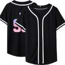 Dolpind Baseball Jersey Men Women Button Down Baseball Shirt Plain Casual Blank Jersey Softball Fan Team Sport Uniforms (Black, S)