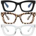 FSRTEP Oprah Style Readers for Women - 3 Pack Stylis Style Reading Glasses with Blue Light Blocking and Spring Hinge HZT +1.25