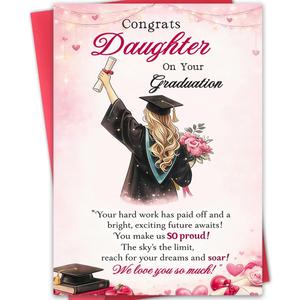 3 x Daughter Graduation Card Class of 2026, Congratulations Daughter Graduation Gifts, Inspirational Proud of You for Her