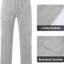 Lasjixion Men's Fleece Sweatpants Open Bottom Drawstring Hiking Jogger Workout Sweatpants for Men with Pockets (Gray, XL)