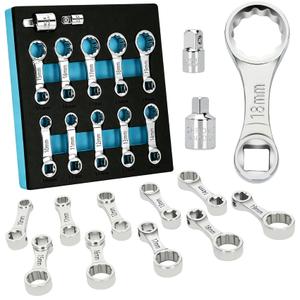 Torque Adapter Set Metric 12PCS, Includes 10, 11, 12, 13, 14, 15, 16, 17, 18, 19mm, 12 Point Box End Torque Wrench Extension Adapter 3/8" Drive, with 1/2" + 1/4" Drive Converters