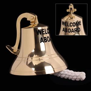 6" Polished Solid Brass Bell Welcome Aboard Engraved Bell Maritime - Rustic Vintage Home Decor Gifts