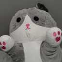 Cute Long Cat Plush Body Pillow, Kawaii Cat Plushie Toys Cuddle Cartoon Stuffed Animals Soft Kitten Throw Pillow Doll Gift for Kids Girls Boys (43.3", Grey)