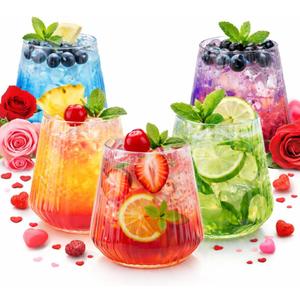 40 count Origami Ripple Unbreakable Stemless Plastic Wine Champagne Whiskey Glasses Elegant Durable Disposable Indoor Outdoor Ideal for Home, Office, Bars, Wedding, Ribbed 12 Ounce Cups (Clear)