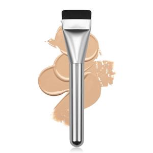 Flat Foundation Brush,Korean Makeup Brush Spatula Facial Brush for Liquid Foundation,Premium Face Makeup Brush for Blending Cream (Silver)