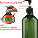 Empty Plastic Bottles with Pump Dispenser and Labels Included, Refillable Travel Containers for Hand sanitizer Shampoo Lotion, etc - No BPA/Parabenf, 500ml/16.9oz (Green, 6 Pack)