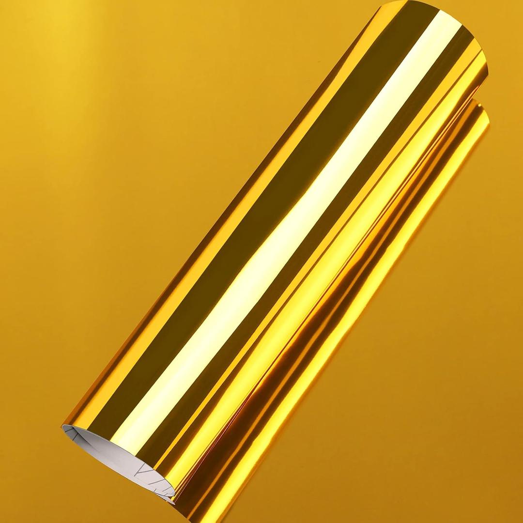  11.5"x 60" Chrome Mirror Gold Vinyl Wrap Self-Adhesive Car Sticker Car Wrap Vinyl (Gold)