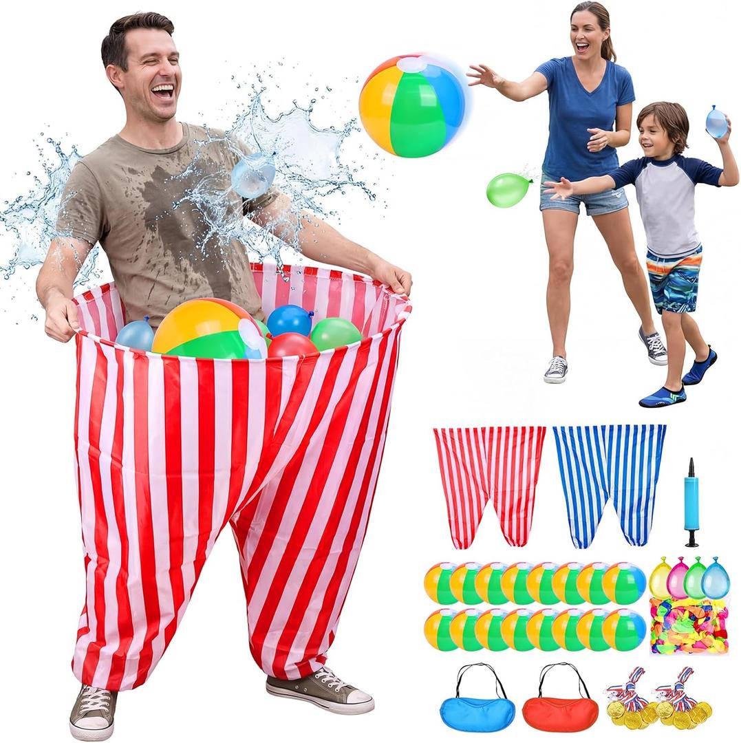 133 PCS Granny Pants Outdoor Game 2 Pack with 16 Balls, Granny Pants Yard Game Easter Games Set, Giant Pants Ball Catch Game for Kids Adults Backyard Field Day Carnival Birthday Party Family Reunion