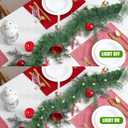 Christmas Green Garland Xmas Tree Decorations Pre-lit Christmas Twist Garland Ceiling Hanging Decorations for New Year Party Birthday Holiday Indoor Outdoor Supplies (Warm White, 14.7Ft)
