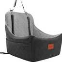 Lealchum Dog Car Seat Up to 55lb,2 Clip-On Safety Adjustable Leashs Car Dog Bed for 2 Small Dogs,Fully Detachable and Washable Pet Car Seat with 2 Storage Pockets,Easy to Install(Black/Grey, Large)