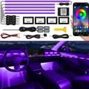 Acrylic Interior Car LED Strip Light with Wireless APP, RGB 10 in 1 with 175 inches 593 LEDs Fiber Optic Ambient Lighting Kits, 16 Million Colors Sound Active Function Car Neon Lights