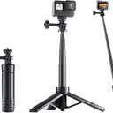 25" Extendable Mini Camera Tripod Mount for Gopro DJI Osmo Pocket 3, Portable Small Vlog Handle Grip Desktop Webcam Selfie Stick Tripod, Pole Tripod for Action Camera Hero/DJI Osmo Action 5Pro/4/3