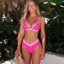 SUUKSESS Women Triangle High Cut Bikini Sets Sexy High Waisted 2 Piece Swimsuit (Pink, M)