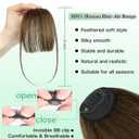 NAYOO Bangs Hair Clip - Light Brown Fake Bangs 100% Real Human Hair Extensions Wispy Bangs for Women Fringe with Temples Hairpieces Curved Bangs for Daily Wear(Light Brown, Wispy Bangs)