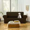 LURKA Stretch Loveseat Sofa Slipcovers 1 Piece Couch Covers for Sofa Furniture Protector Full Sofa Covers with Elastic Bottom for Kids and Dog (Brown, Medium)