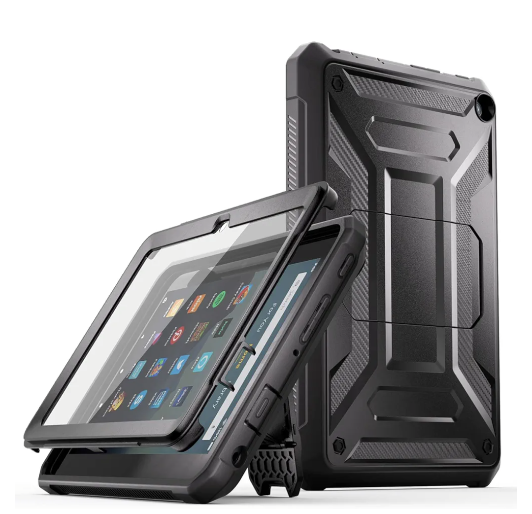 Fire HD 8 & HD 8 Plus Tablet Case (Only 12th Gen,2024/2022) - DJ&RPPQ [Light-Duty] Full Body Rugged Cover with Built-in Screen Protector for Kindle Fire HD 8 Kids Tablet & Kids Pro Tablet - Black