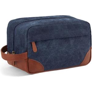 Vorspack Large Toiletry Bag Hanging Dopp Kit for Men Water Resistant Canvas Shaving Bag with Large Capacity for Travel - Navy Blue