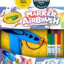 Crayola Marker Airbrush Spray Art Kit, Battery-Powered Sprayer with 8 Washable Markers & 5 Stencils, Holiday for Kids, DIY Craft Set, Ages 6+