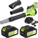 24.0Ah&Powerful Wind Aenlv Cordless Leaf Blower-330CFM High,18-21V Lightweight & Portable Design with a Charger and Two Batteries for Outdoor Cleaning in Courtyard, Lawn, and Roadway (Green)