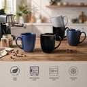 AmorArc 16oz Coffee Mugs Set of 6, Large Ceramic Coffee Mugs for Men Women Dad Mom, Modern Coffee Mugs with handle for Tea/Latte/Cappuccino/Cocoa. Dishwasher&Microwave Safe, Matte Black